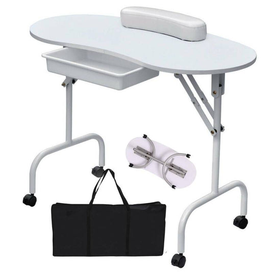 Foldable Portable Mobile Manicure Nail Table Beauty Salon Technician Work Desk