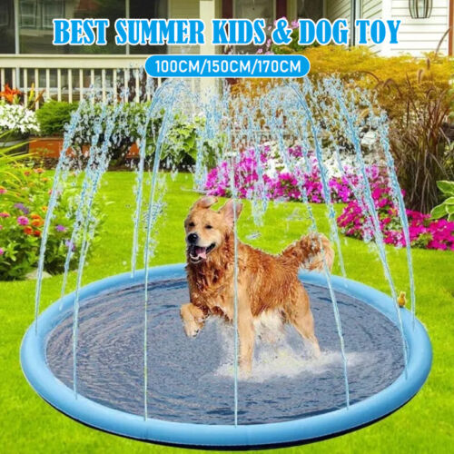 Splash Pad Sprinkler for Pets Dog Bath Pool Water Game Mat Outdoor 100