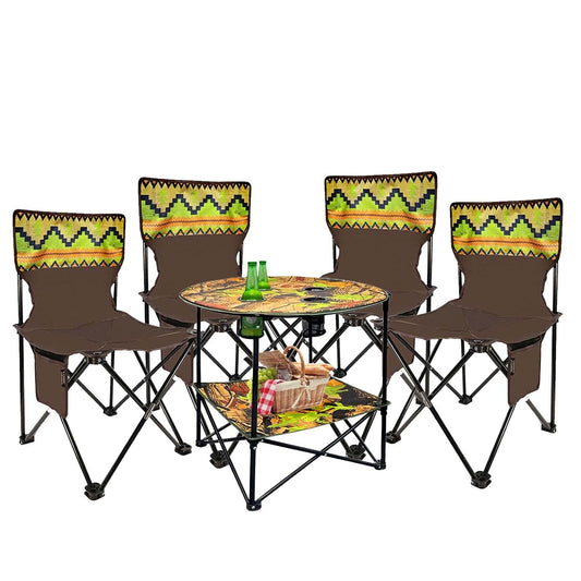 Camping Table and Chair Set 5 Piece Outdoor Beach Picnic Furniture