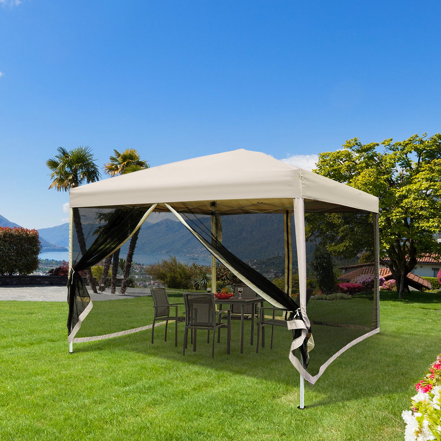 3 x 3m Gazebo Canopy Pop Up Tent Outdoor Garden Party Wedding Shade w/ Netting