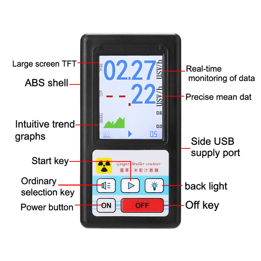 BR-6 Geiger Counter Nuclear Radiation Detector Personal Dosimeter X-ray Beta Gamma Detector LCD Radioactive Tester Marble Tool