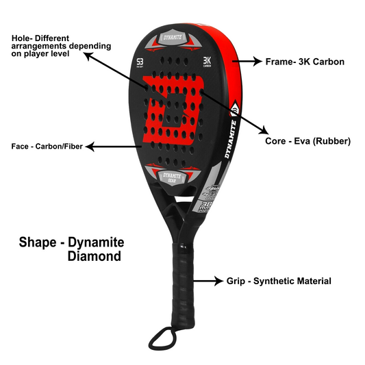 Padel Racket Dynamite Padel Tennis Racket 3K Carbon Fibre