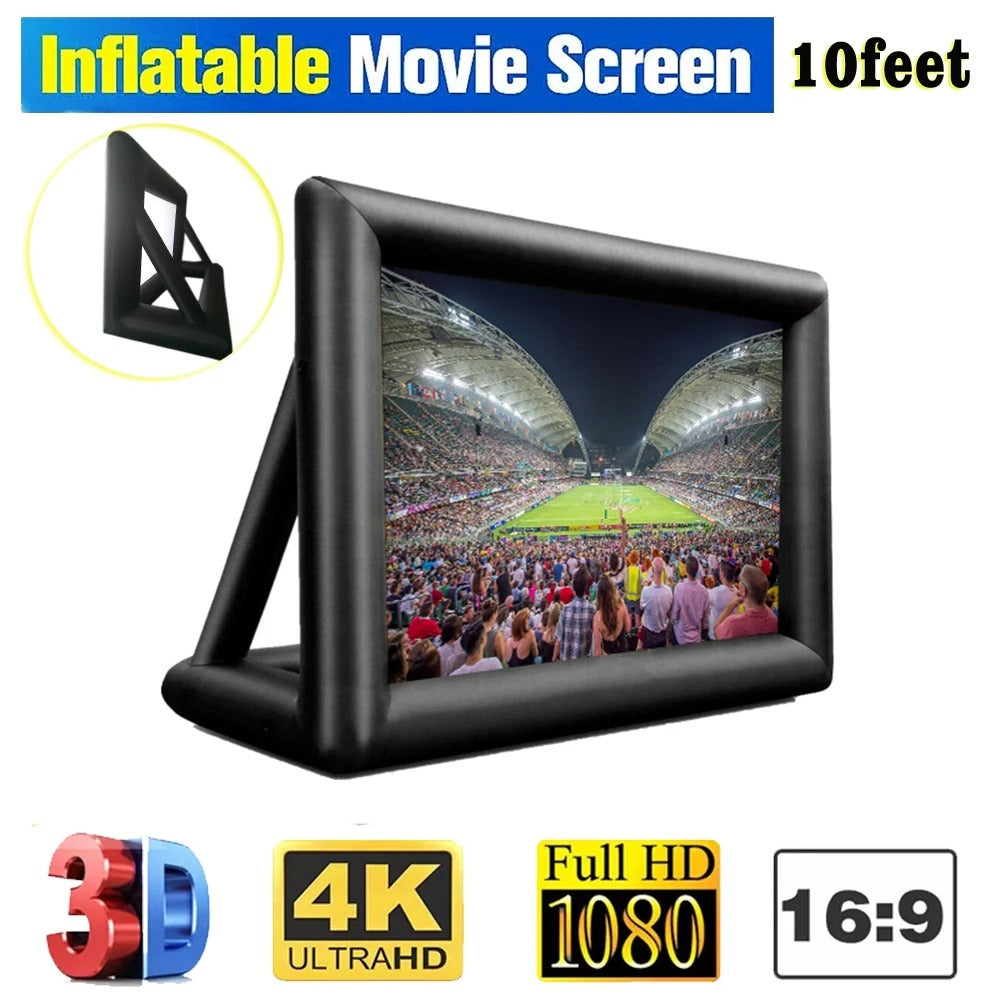 Inflatable Outdoor Projector 8ft 10ft Movies Screen with Low-Noise Blower for Party Pool Fun Outdoor