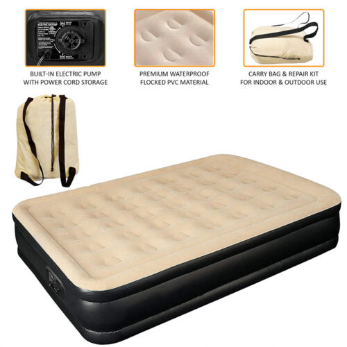 Inflatable High Raised Double Air Bed Mattress Built in Electric Pump